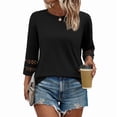 thumbnail image 3 of Ronuti Womens 3/4 Sleeve Tops Ladies Blouses Crew Neck T Shirts for Women Loose Fit Tunic Tops, 3 of 9