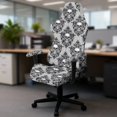 thumbnail image 5 of Whosucclay Grey Skull Floral Print Gaming Chair Cover, Stretchable Elastic Computer Desk Chair Cover with Armrest Covers, 4Pcs Soft Non Fading Office Chairs Covers Slipcovers, 5 of 8