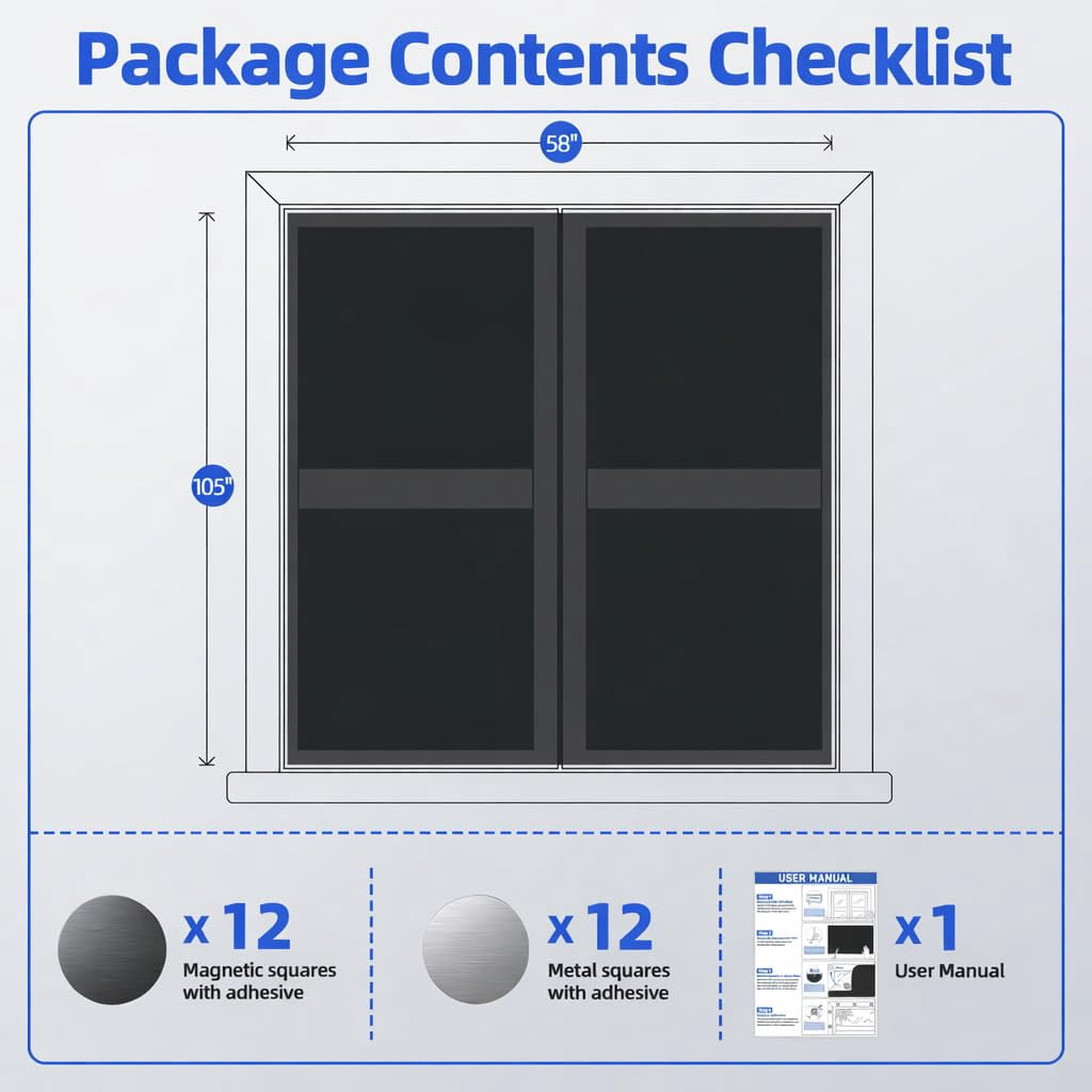 Magnetic Blackout Window Cover with Strong Magnets – 45" x 58" Portable Blackout Curtains for Bedroom, No Drill Black Out Blinds & Temporary Black Out Shades for Windows Film RV Travel Skylight