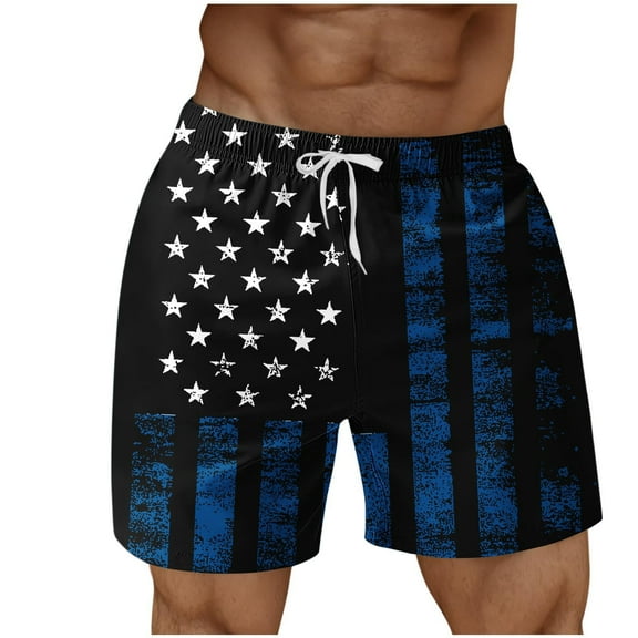 VgaVtl Mens Shorts Athletic Shorts for Men Plus Size Leisure Loose Fourth of July Patriotic Stars Shorts,Blue L