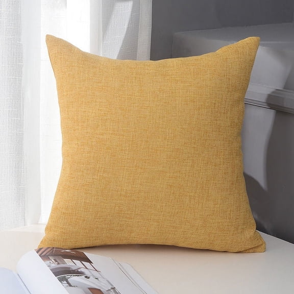 ERDOUY 4Pcs Solid color cotton linen pillow case Classic and timeless, pure color simple pillowcase, with any bed is brilliant 23.62x23.62inch(yellow)