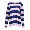 thumbnail image 2 of Women's Wide Striped Shirt Long Sleeve Loose Basic Boat Neck Tops,Pink,XL, 2 of 6