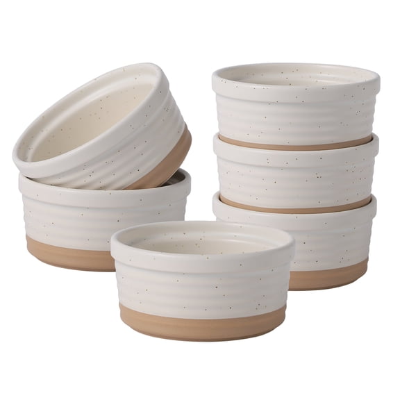 Frewinky Ceramic Ramekins 8oz,Creme Brulee Ramekins & Souffle Dishes for Oven,Mini Bowls for Pudding,Serving Dip, Custard, Ice Cream,set of 6
