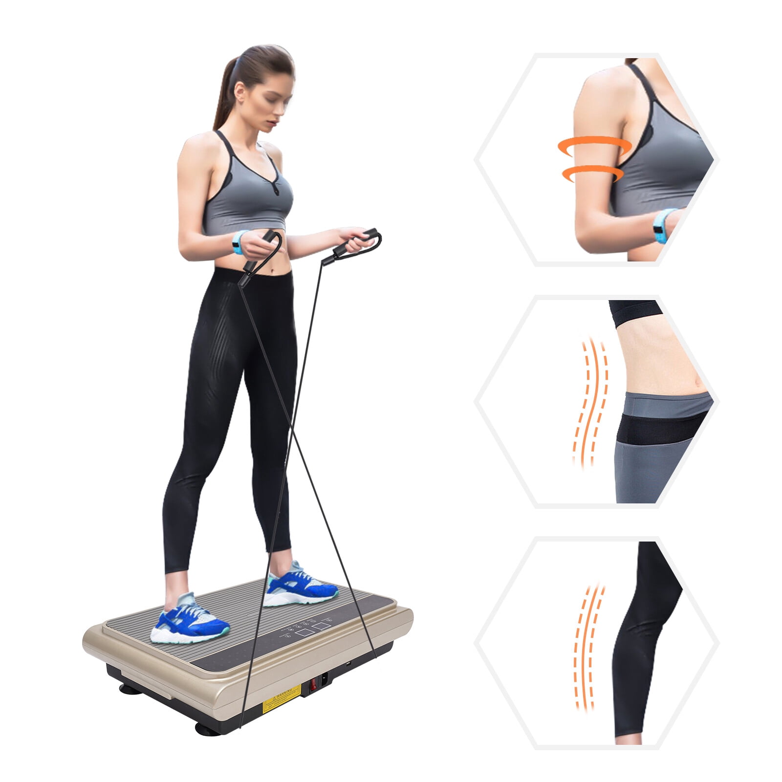 ToppiJoy Vibration Plate, Whole Body Plate Exercise Machine for Weight Loss, Floor Standing Household Workout Vibration Fitness Platform,Automatic Travel Workout Equipment(Silver)