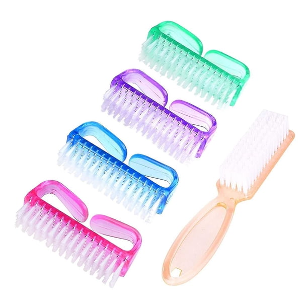 Cepillo de uñas con mango, cepillos de limpieza para dedos de los pies y uñas, kit de herramientas de fregado de pedicura para hombres y mujeres, paquete de 5 (multi
