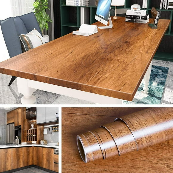 60CMX5M Brown Wood Wallpaper Peel and Stick Contact Paper for Cabinets Kitchen Countertops Old Furniture Vinyl Wrap Removable Wall Paper Self Adhesive Wood Grain Paper Large