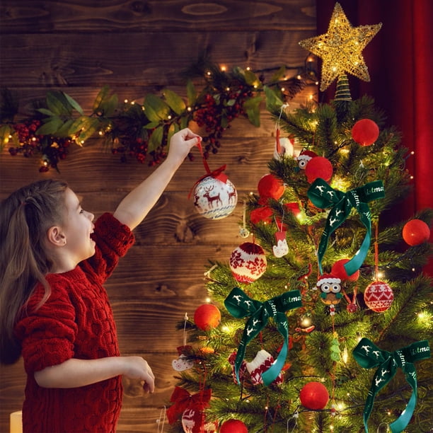Lazo decorativo de cinta navideña, cinta roja arco, adornos para fiestas, estilo elegante, cintas para árbol de Navidad, cintas para regalos, cintas para fiestas, diseño plegable, tela de