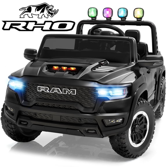 iYofe RAM 24V Kids Ride on Truck Cars for Boys Girls, Battery Powered Ride on Toys with All-Terrain Wheel, Bluetooth, MP3, Electric Car for Kids Toddler with Remote Control, Black