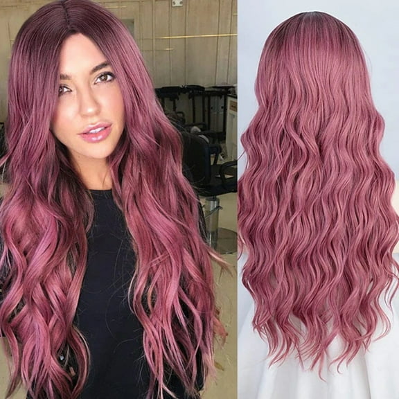 Nvzi-c Wavy Wig No Bangs Middle Parted Cosplay Hair for Daily Party(28in，A32)