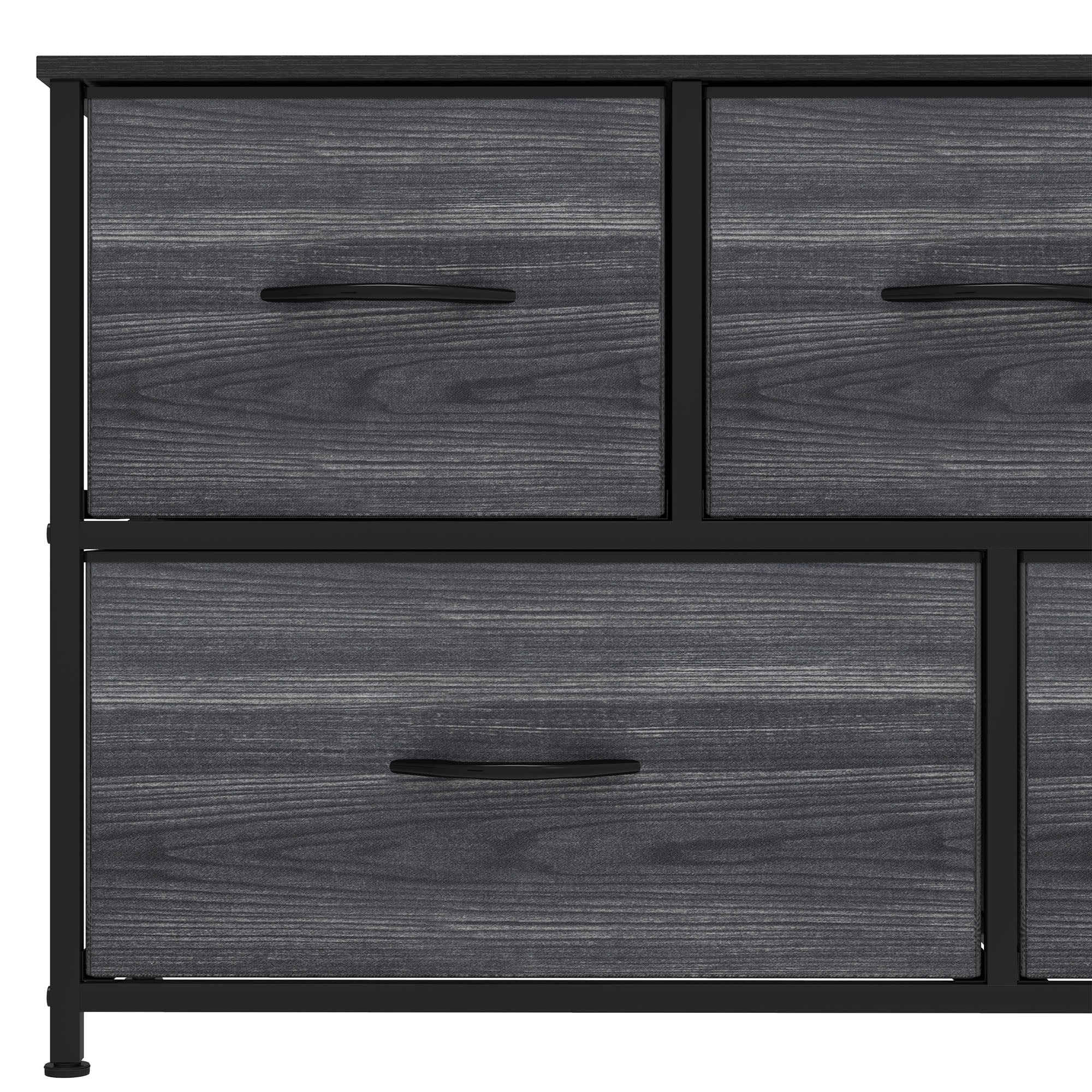 Uforic 5-Drawer Fabric Dresser for Adults & Teens, Storage Tower with Steel Frame & Wood Top, Black