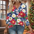 thumbnail image 2 of XUNKUSGA Shirts for Women Casual V Neck 3/4 Sleeve Tops for Women Trendy Comfortable Breathable Ladies Tops and Blouses Basic Tops for Woman S-2XL Pink, 2 of 7
