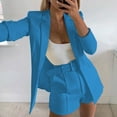 thumbnail image 2 of Lovskoo 2024 Womens Casual Blazers Open Front Crop Blazer Jacket Business Attire Solid Long Sleeve Suit Lapel Collar Slim Cardigan Coat Sky Blue, 2 of 8