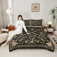 thumbnail image 4 of Manfei Retro Rustic Flower Full Size Comforter Sets,Country Floral Bedding Comforter Set,Brown Black Bedding Sets For Girl Boy,Luxury Bedroom Decor Reversible,3 Pieces, 4 of 8