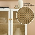 thumbnail image 2 of Boho Sideboard Buffet Cabinet with Metal Grid Decorated, Accent Storage Credenza Cabinet for Hallway, Kitchen, White, 2 of 6