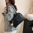 thumbnail image 3 of HUISZJ Retro Tote Bag, Large Capacity PU Dumpling Bag, Top-Handle Slouchy Hobo Purse for Travel Commute Work (Black), 3 of 7