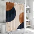 thumbnail image 5 of Brown Navy Blue Shower Curtain Set - 48" x 72" Washable Bathtub Curtain with 12 Hooks, Modern Abstract Art Geometric Waterproof Fabric Stall Shower Curtains for Bathroom/Bathtub Décor, 5 of 6