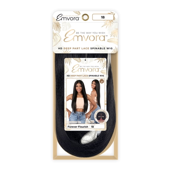 Forever Flourish Synthetic HD Slay Lace Deep Part Wig 32 Inch Long Straight Color 1B