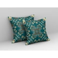 thumbnail image 3 of 18â€ Teal Orange Wreath Indoor Outdoor Zippered Throw Pillow, 3 of 4