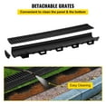 thumbnail image 5 of 6-Pack 6x39 Inch Black HDPE Trench Drain Channel with Plastic Grates & End Caps for Driveway, Garage, and Garden Drainage, 5 of 7