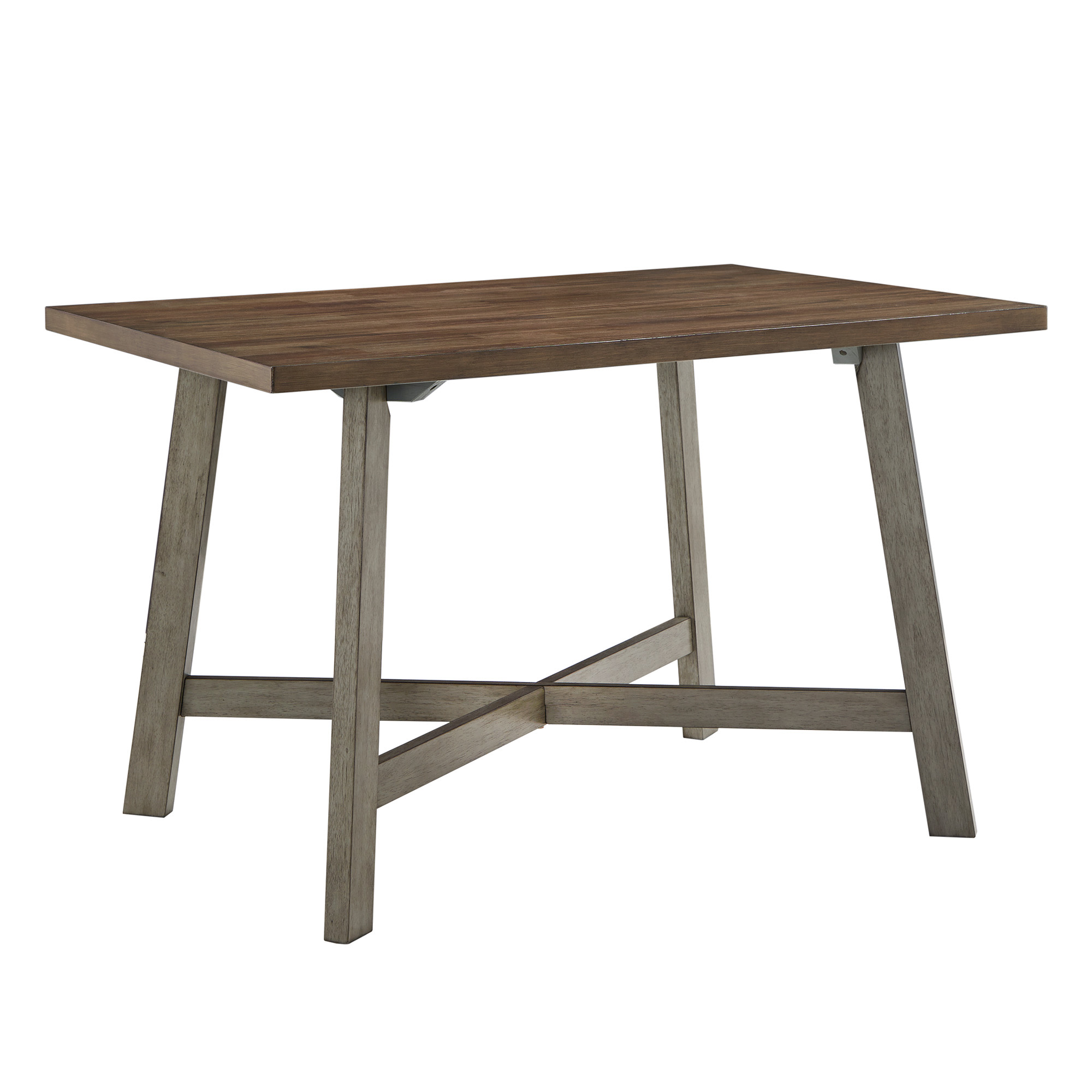 Weston Home Valence 47.5" 4 - Person X-base Trestle Dining Set, Antique Grey, Rustic Oak Finish