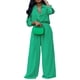thumbnail image 2 of VISgogo Conjunto de pantalones para mujer, camisa de manga larga con botones y cintura elástica, pantalones de pierna ancha, atuendo de otoño VISgogo  moda, 2 of 9
