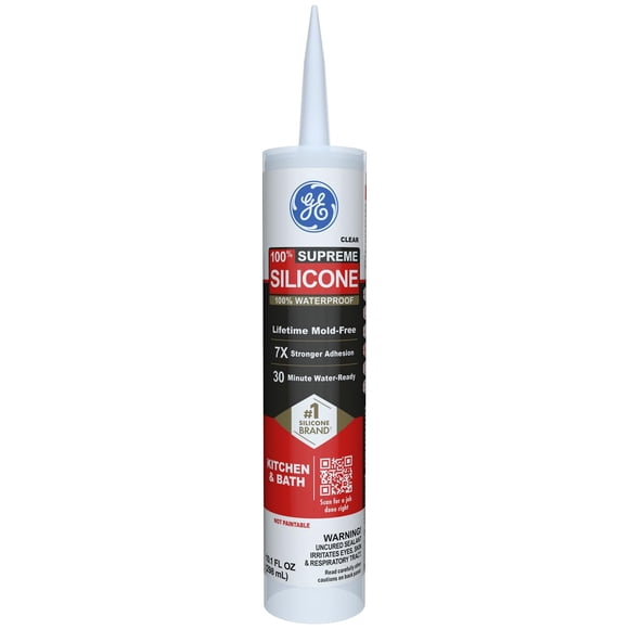 Sellador de silicona GE Supreme para cocina y baño, 300 ml, transparente