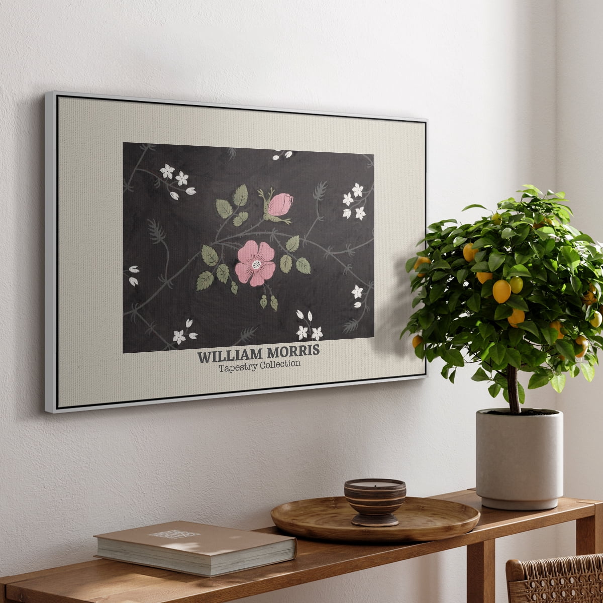 Vintage Abstract Print-LIII Framed in White Wood Gallery Wrapped Canvas 27 in. x 41 in.