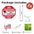 thumbnail image 3 of No Trespassing Protected by Video Surveillance Beware of Dogs (2 Pack) 10 inch X 10 inch Octagon Plastic Signs with Aluminum Mounting Stakes Weather Resistant UV Protected for Workplace, 3 of 8