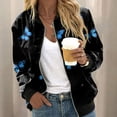 thumbnail image 2 of DHFJKG Bomber Jackets For Women Butterfly Printed Zipper Baseball Jacket Lightweight Casual Daily Wear Comfort Outerwear, 2 of 5