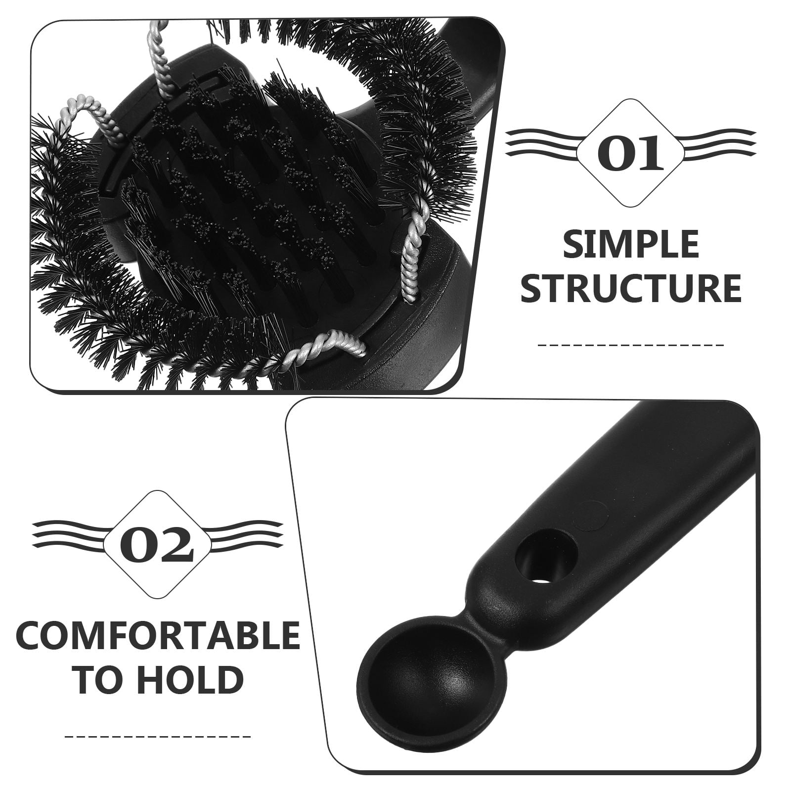 WEUVEB Black Plastic Cleaning Brush with Fine Bristles, Ideal for Coffee Machines, Kitchen Appliances, and Household Cleaning