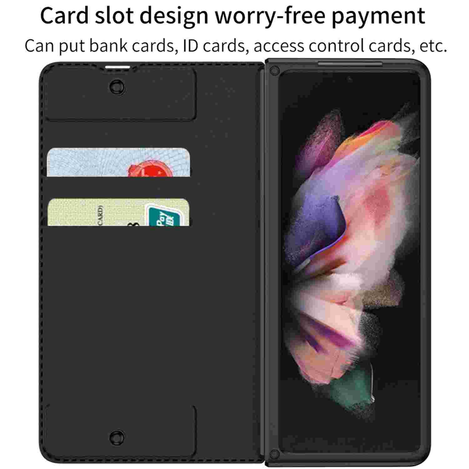 TECH CIRCLE For Samsung Galaxy Z Fold 6 5G Case, Slim Fit Luxury PU Leather Removable S Pen Holder Kickstand Protective Flip Wallet Case For Samsung Galaxy Z Fold 6 5G,Carbonfiber Texture