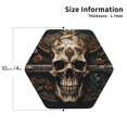thumbnail image 2 of Yiaed Metal Style Horned Skull Print Leather Coasters for Drinks - Cup Coasters Coffee Table Kitchen Table Bar, Home & Office Gifts Handmade Drink Coasters-Hexagon, 2 of 6