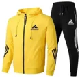 thumbnail image 3 of Primavera otoño simplicidad moda chaqueta de traje para hombres ropa deportiva Casual pantalones con capucha para hombres 2 piezas sudadera con cremallera deportes para correr, 3 of 5