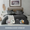 thumbnail image 2 of Swift Home Ultra Soft Crinkled Texture Pre-Washed Duvet Cover & Sham Set (Comforter not Included), Full/Queen (90"x 90"), Charcoal Grey, 2 of 5