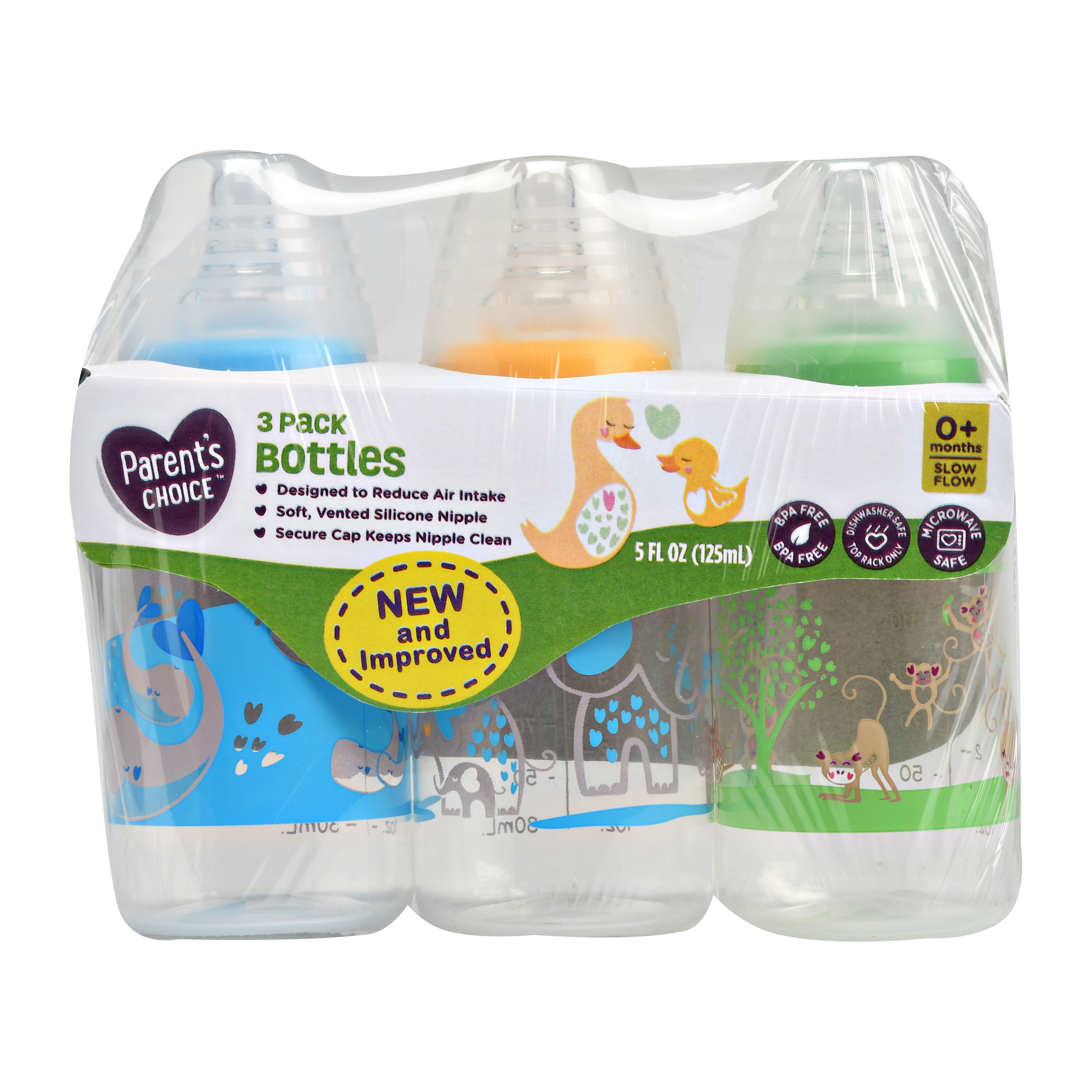 NEW 2 Packs Parent's Choice 3 Pack Slow Flow 5 oz Bottles ~ 6 Bottles ~ BPA Free 