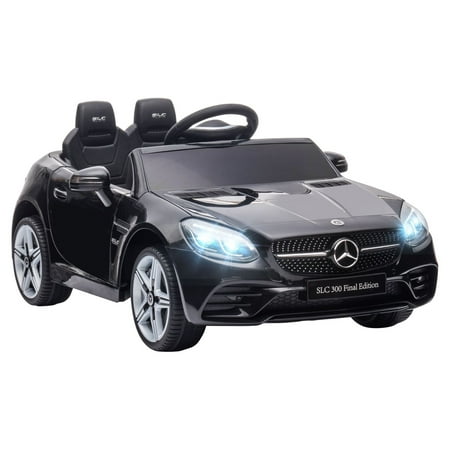 Aosom Mercedes SLC 300 Licensed Kids Electric Car with Remote Control, 12V Battery Powered Kids Ride on Car with Music, Lights, Suspension for 3-6 Years Old, Black