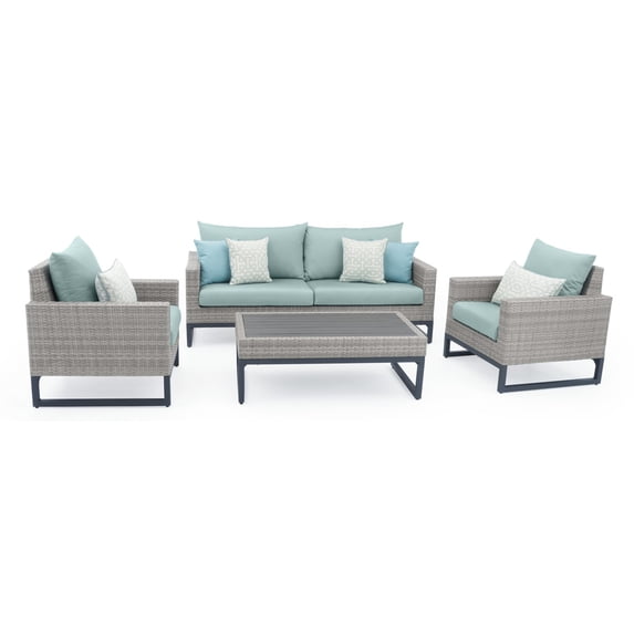 RST Brands Milo Gray Wicker 4 Piece Patio Conversation Set