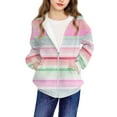 thumbnail image 5 of SGFCWSX Girls Oversized Hoodies Zip Up Fleece Sweatshirts Kids Striped Sweatshirt Jacket Pink Size 7 Years, 5 of 8