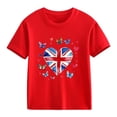 thumbnail image 3 of T-Shirt Graphique à Manches Courtes et Col Rond pour Enfants, Imprimé Drapeau Britannique, Mélange Doux de Polyester et Spandex, Haut Décontracté Respirant, Lavable en Machine, pour Garçons et Filles, 3 of 4