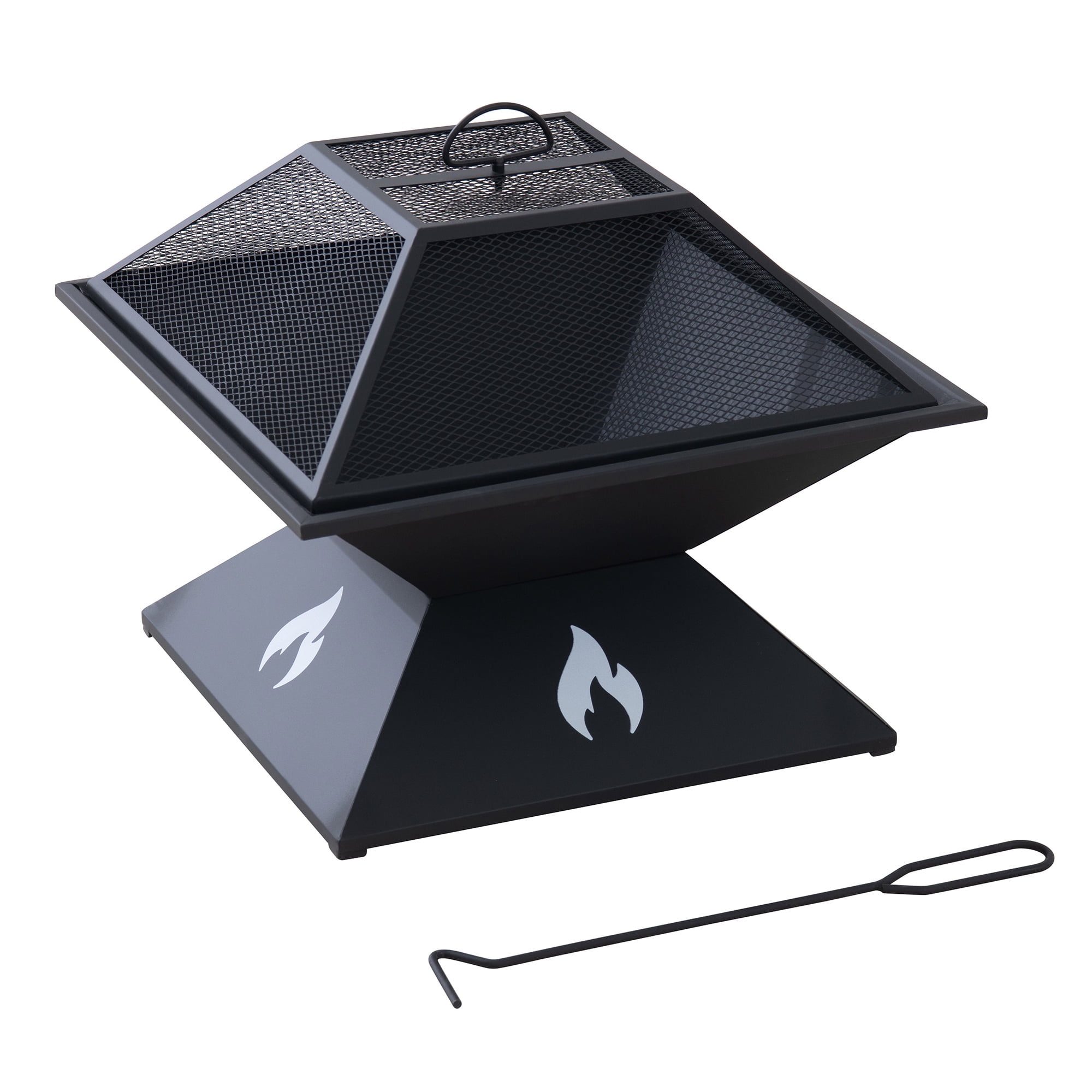 Sunjoy Foyer Extérieur 20 Po En Acier – Brasero Noir Thermolaqué Haute Température Pour Jardin, Patio et Camping