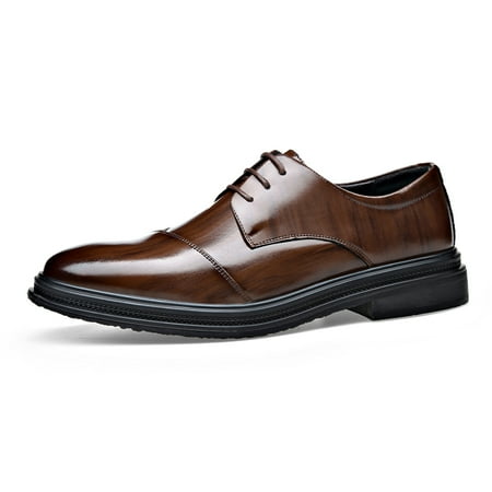 kkdom Men Dress Shoes Oxford Shoes Classic Lace up Formal Dress Oxfords Shoes Brown Size 6