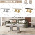 thumbnail image 5 of 47" Rectangular Coffee Table, Modern Faux Marble Center Table, Silver Mirror Double-Pillar Stainless Steel Base for Living Room, Home Office, 5 of 6