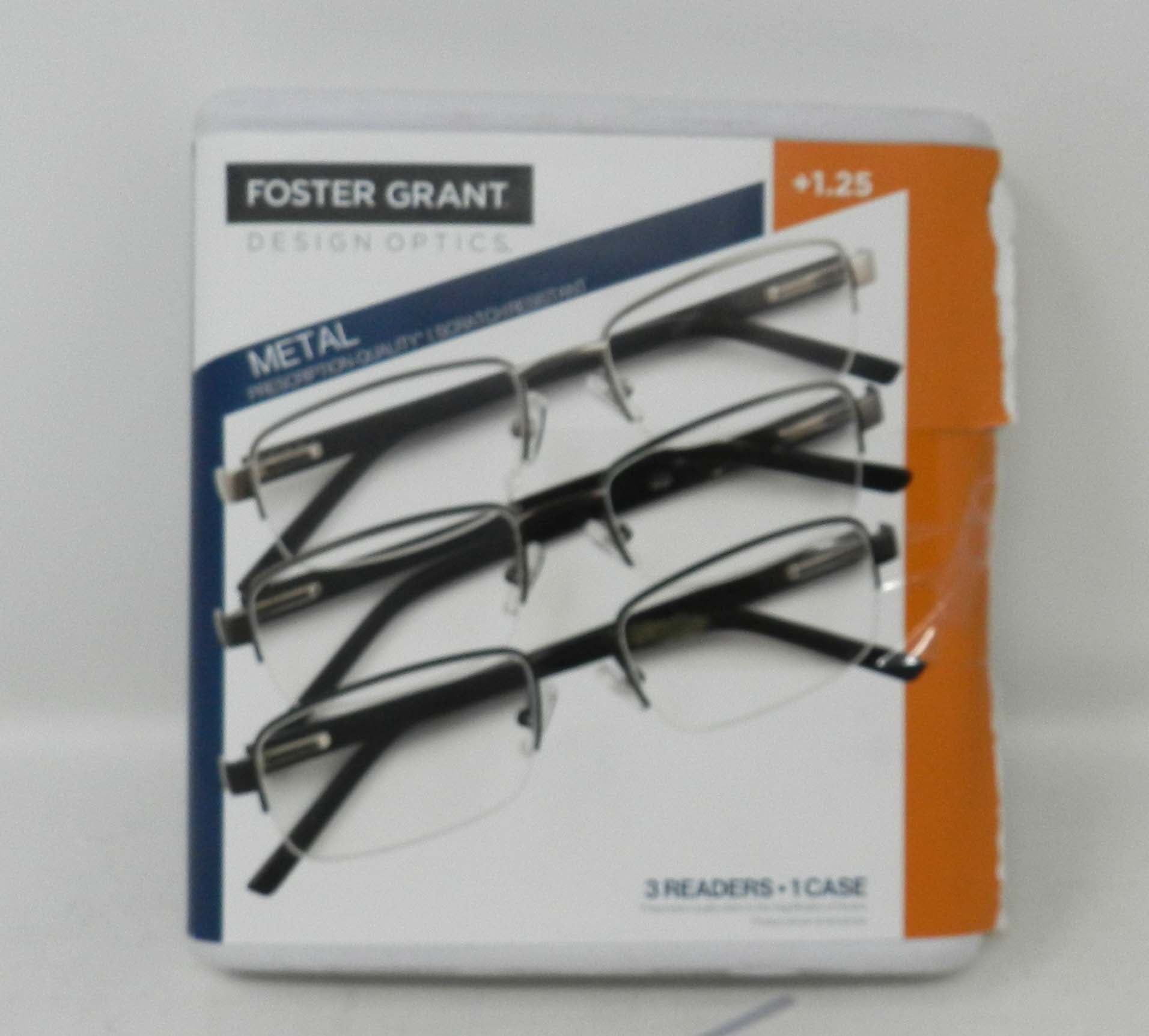 Design Optics Foster Grant Metal SemiRimless Rectangular +1.25 Reading