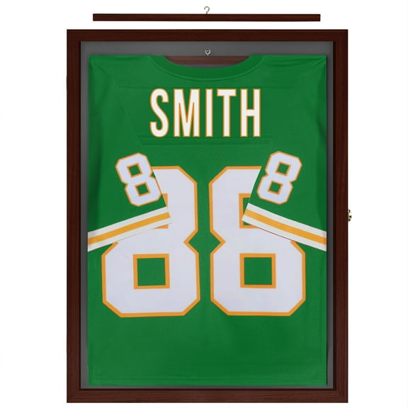 Americanflat 23x31 Shadow Box Frame with Plexiglass Jersey Display Case Lockable Hanger All Star - Mahogany