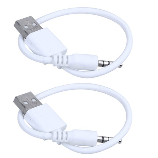 2X Cable de Sincronización de Datos USB Blanco Cable para Shuffle 1.Er Cargador de 2.A Generación