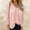 Pink, variant on Turilly Fashion Women Long Sleeve V-Neck Pullover Solid Color Casual Blouse Tops
