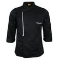 thumbnail image 1 of Men's Women's Chef Apparel Vintage Long Sleeve Chefs Jacket Cook Work Coat Top - Black, M M, 1 of 8