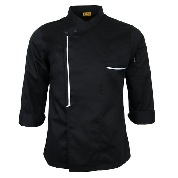 Chef Jacket Coat restaurant house kitchen Catering Cook Uniform Retro Long Sleeves , Black, XL