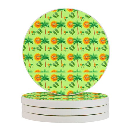 

Circular Drink Coasters Set Tropical Wallpaper Beautiful Home Decor Diatomite Heat-Resistant Diatomite Protect Table Countertop