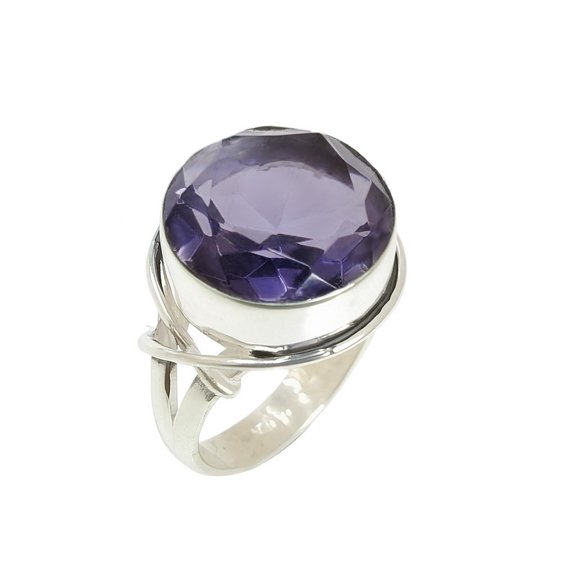 Amethyst Gemstone Ring for Women | Sterling Silver Handmade Jewelry | February Birthstone Ring | Healing Crystal Fashion Statement Ring Size US 4
